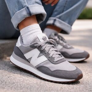 New Balance Light Gray and White Sneakers